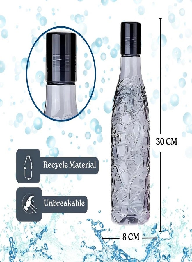 InfiniteEshop Round Textured Design Water Bottle | BPA-Free Plastic Bottle Multipurpose Use - Leak-Proof & Fridge Water Bottle (Pack of 6) - Image 2